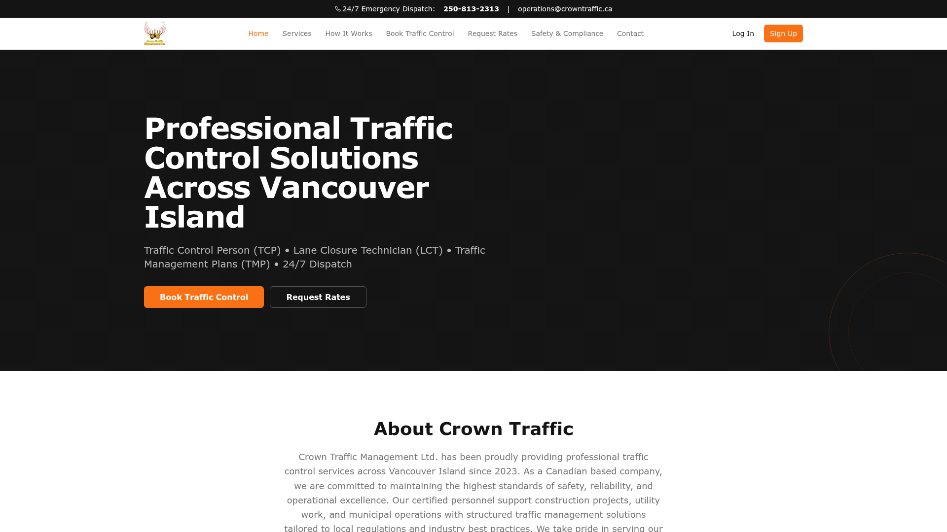 Crown Traffic Management website preview