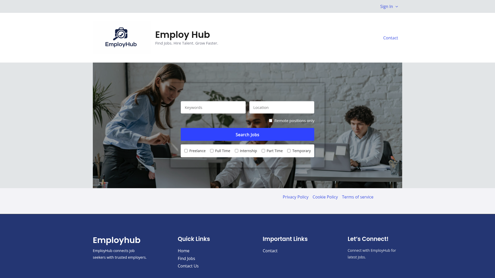 EmployHub website preview
