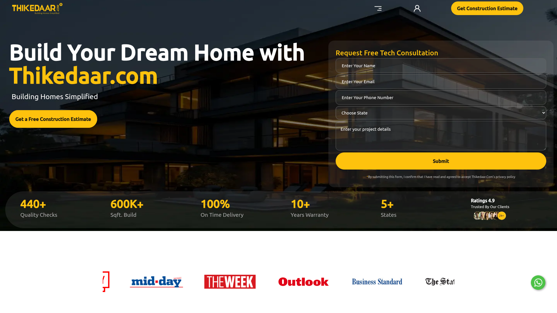 Thikedaar.com website preview